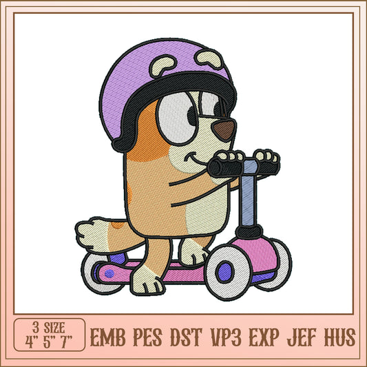 Puppy Scooter Embroidery Design