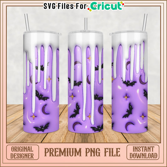 Purple Bat Halloween Tumbler PNG