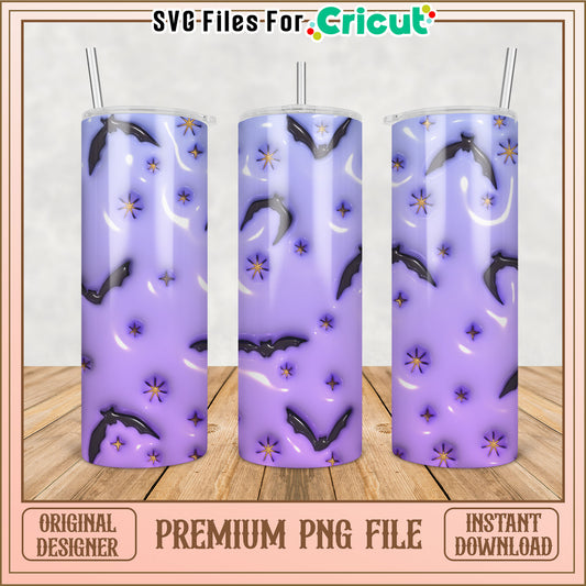 Purple Bat Tumbler PNG Sublimation