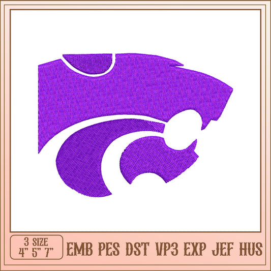 Purple Cougar Embroidery Design