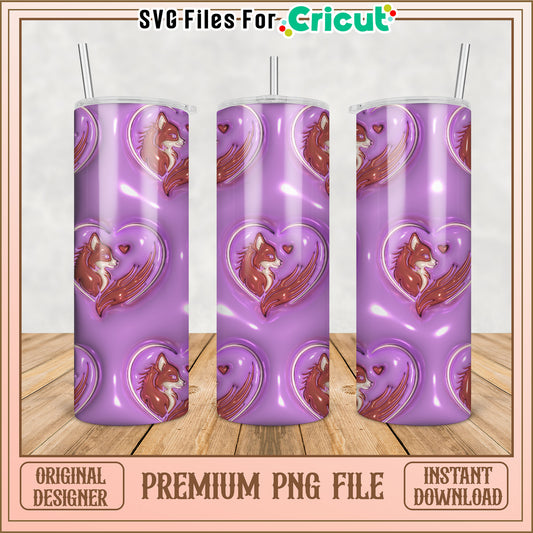 Purple Fox Heart Tumbler PNG