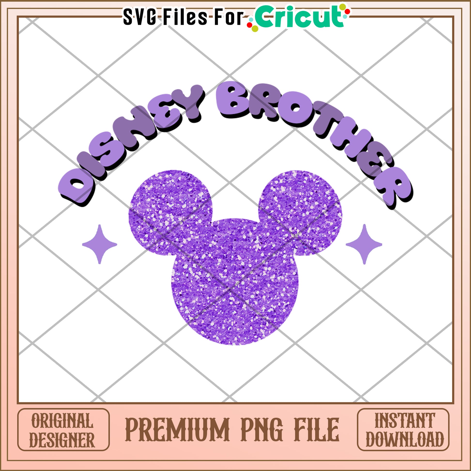 Purple Glitter Mickey Disney Brother PNG