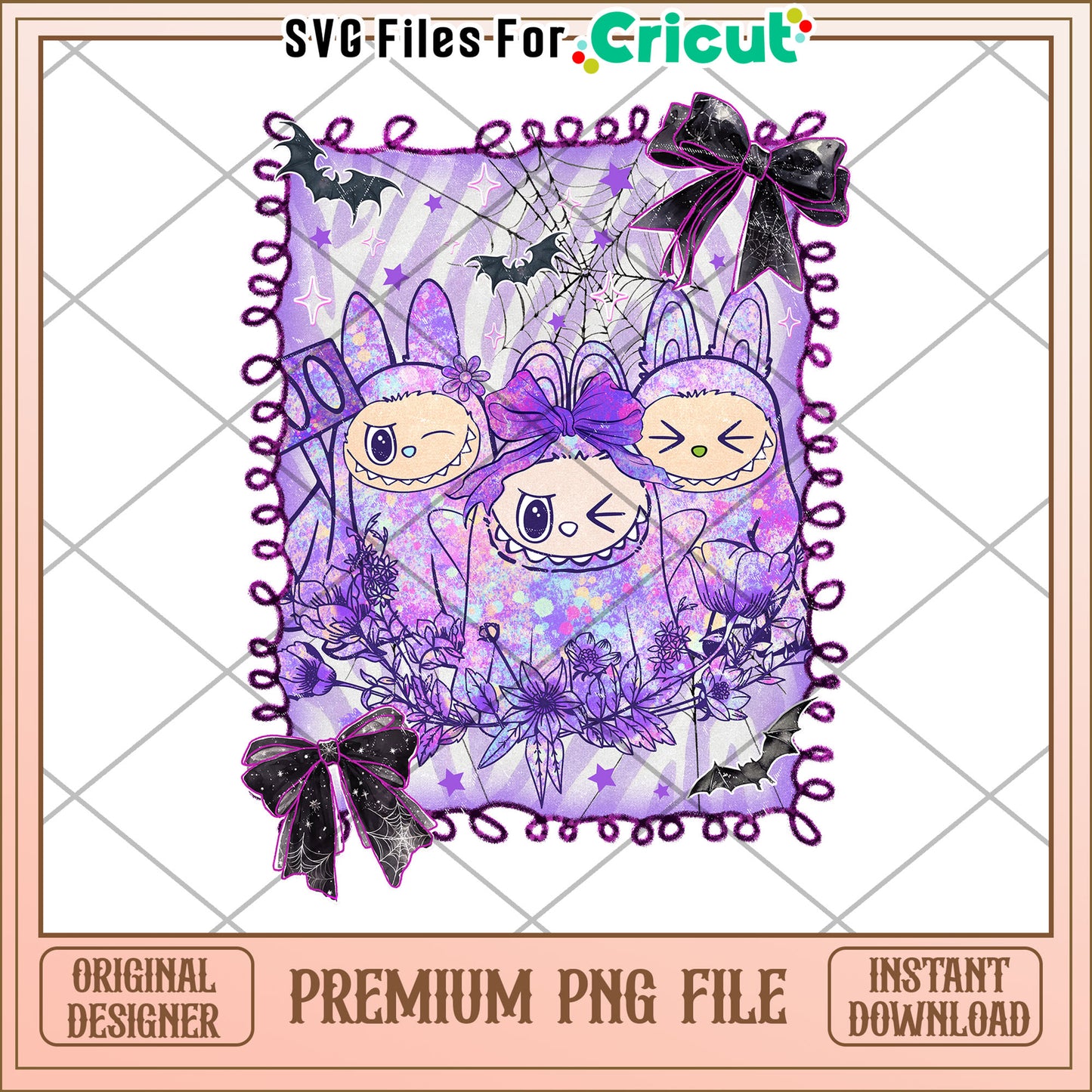 Purple labubu png, halloween toys png, halloween characters png