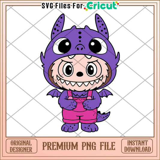 Purple labubu toothless costume png, secret labubu​ png, labubu art​​​ png
