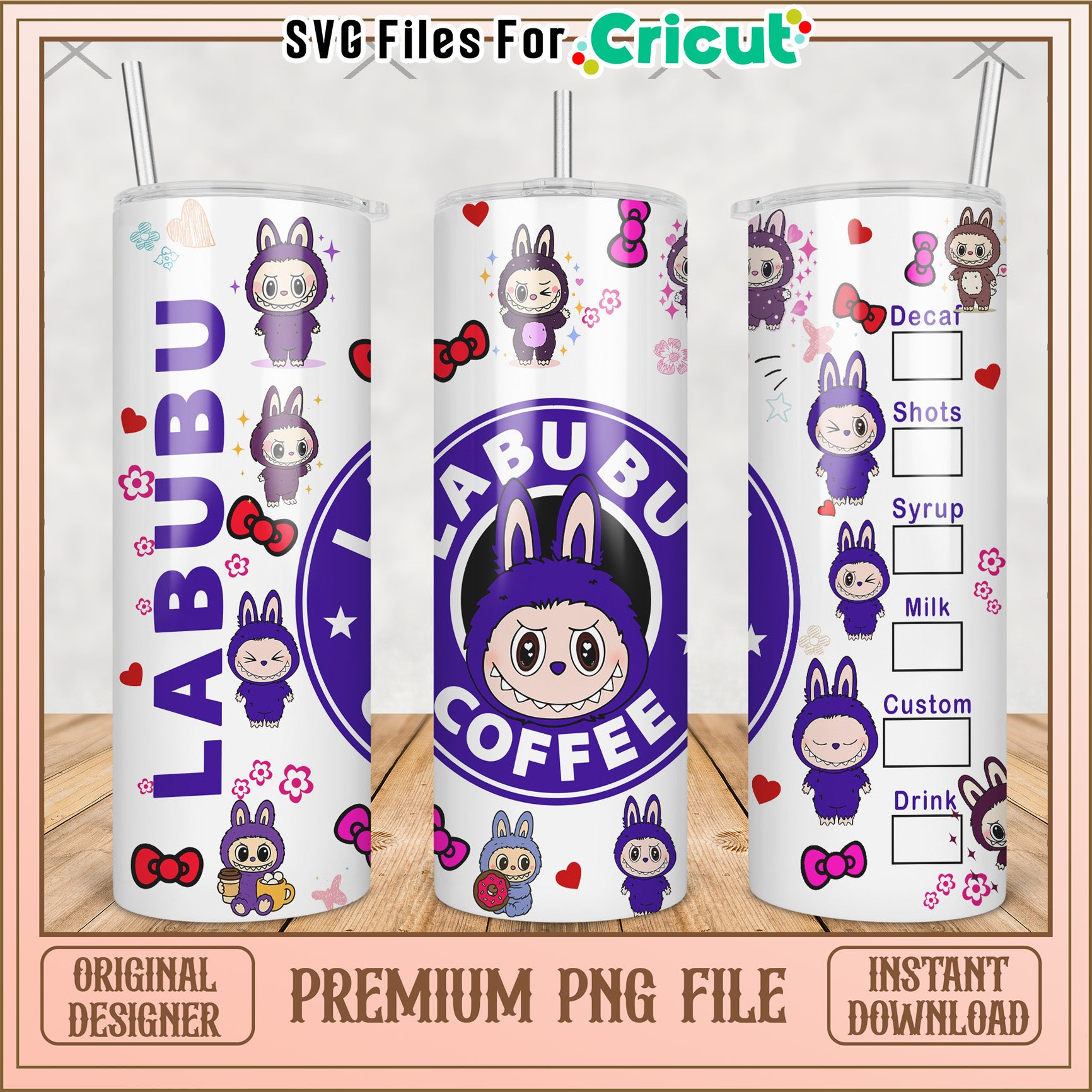 Purple labubu tumbler png, cute labubu png, labubu popmart png