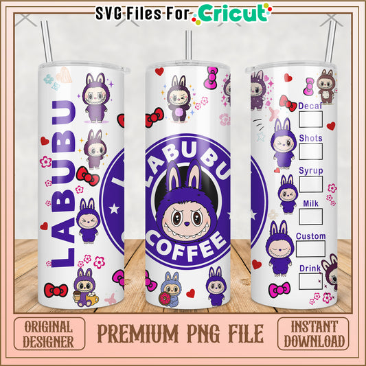 Purple labubu tumbler png, cute labubu png, labubu popmart png