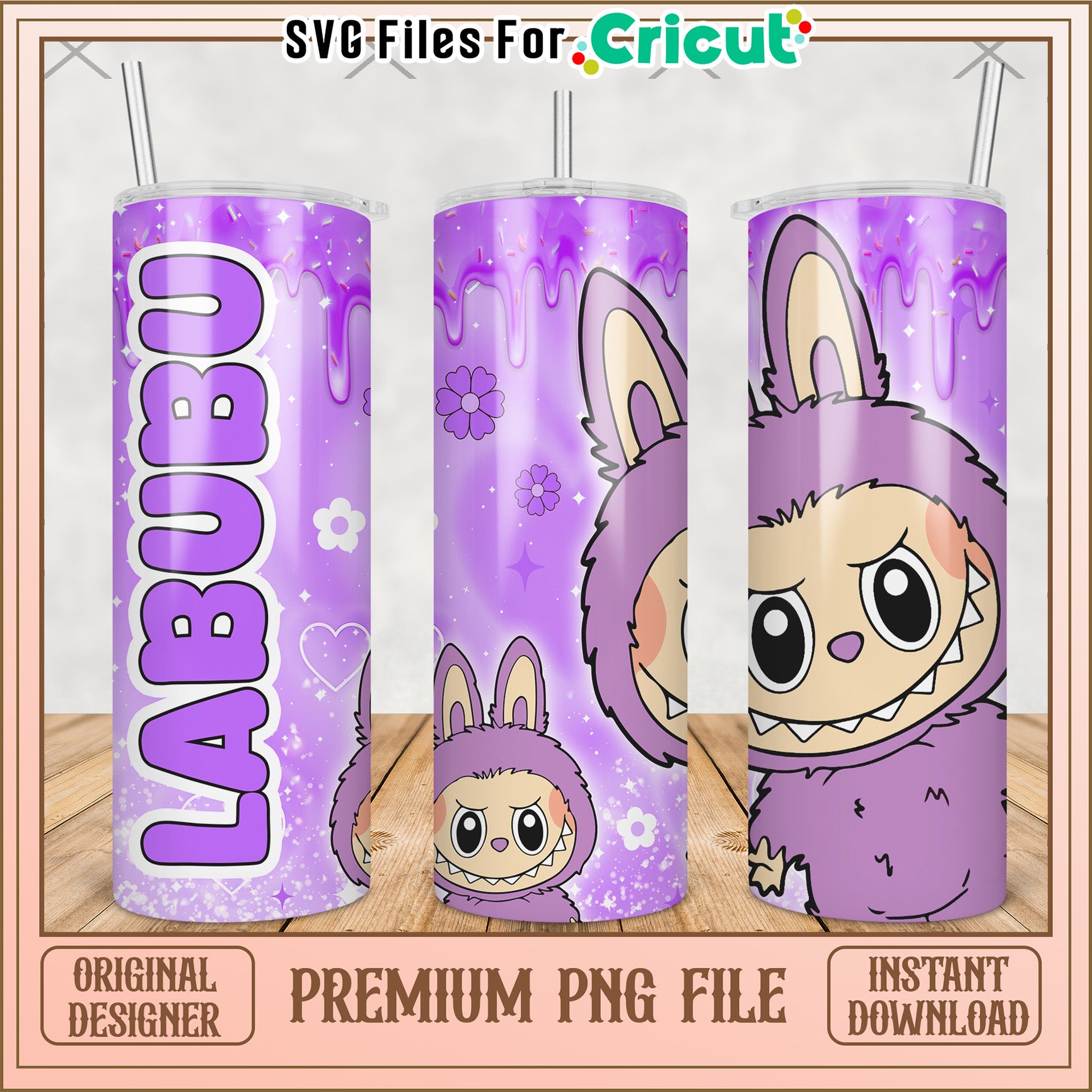 Purple labubu tumbler png, cute labubu png, labubu popmart png (2)