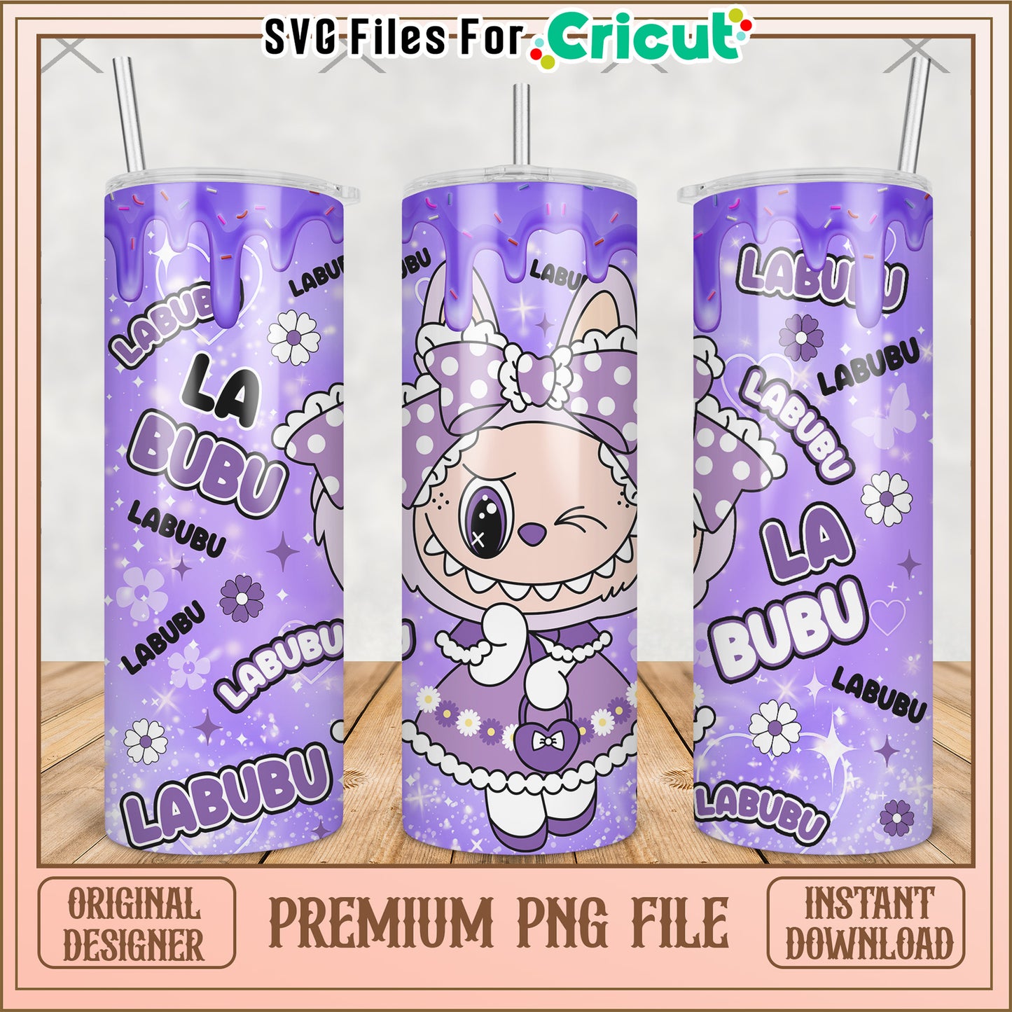 Purple labubu tumbler png, labubu macaron​ png, the monsters labubu​ png