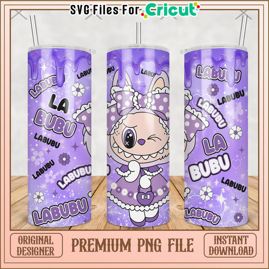 Purple labubu tumbler png, labubu macaron​ png, the monsters labubu​ png