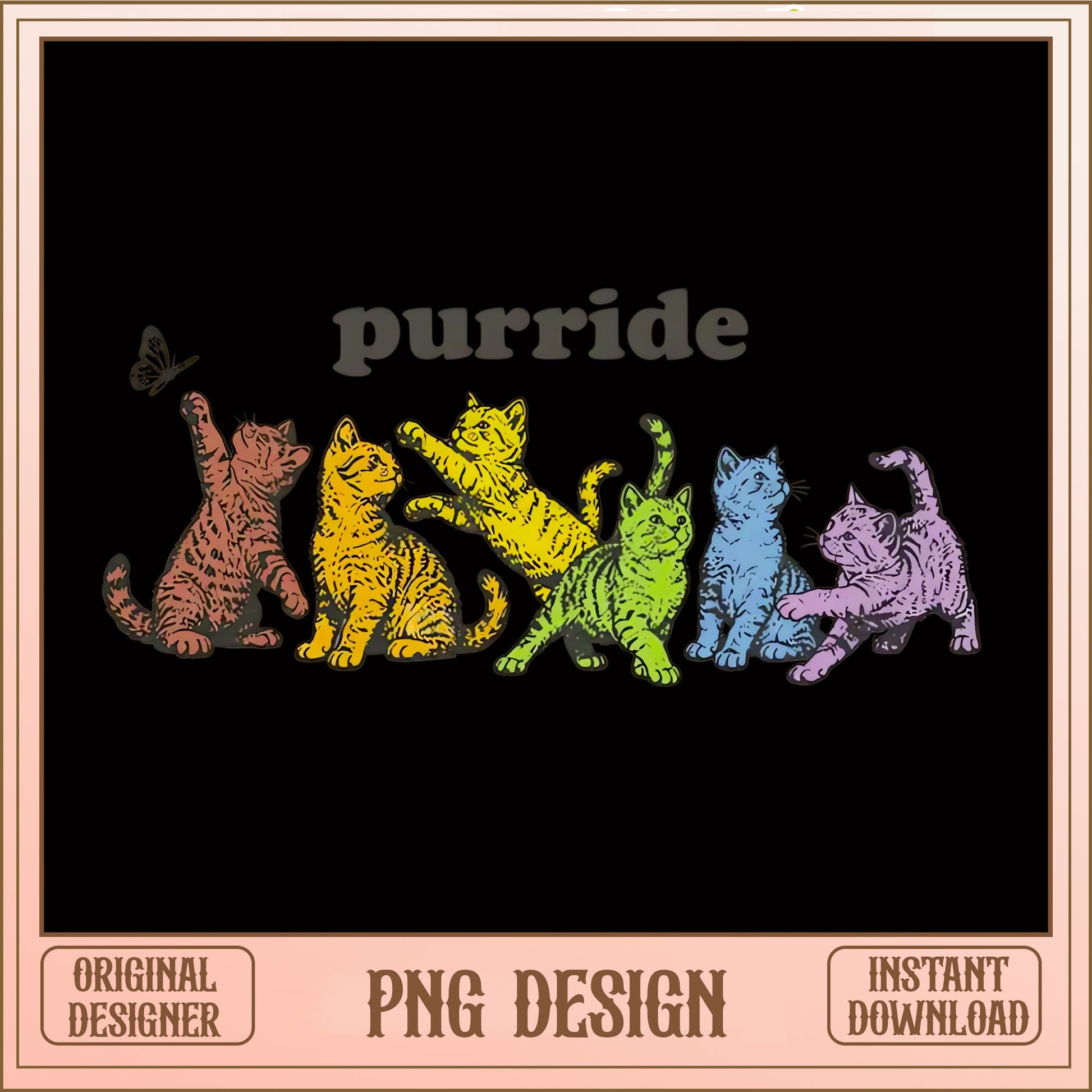 Purride Rainbow Cat PNG, Gay Pride Cat Shirt, LGBT Cat PNG