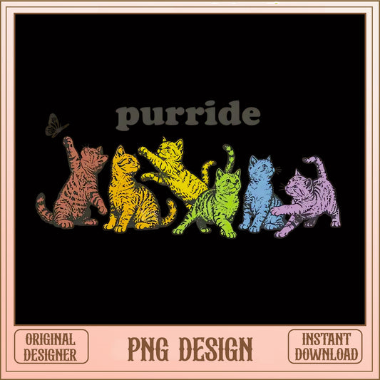 Purride Rainbow Cat PNG, Gay Pride Cat Shirt, LGBT Cat PNG