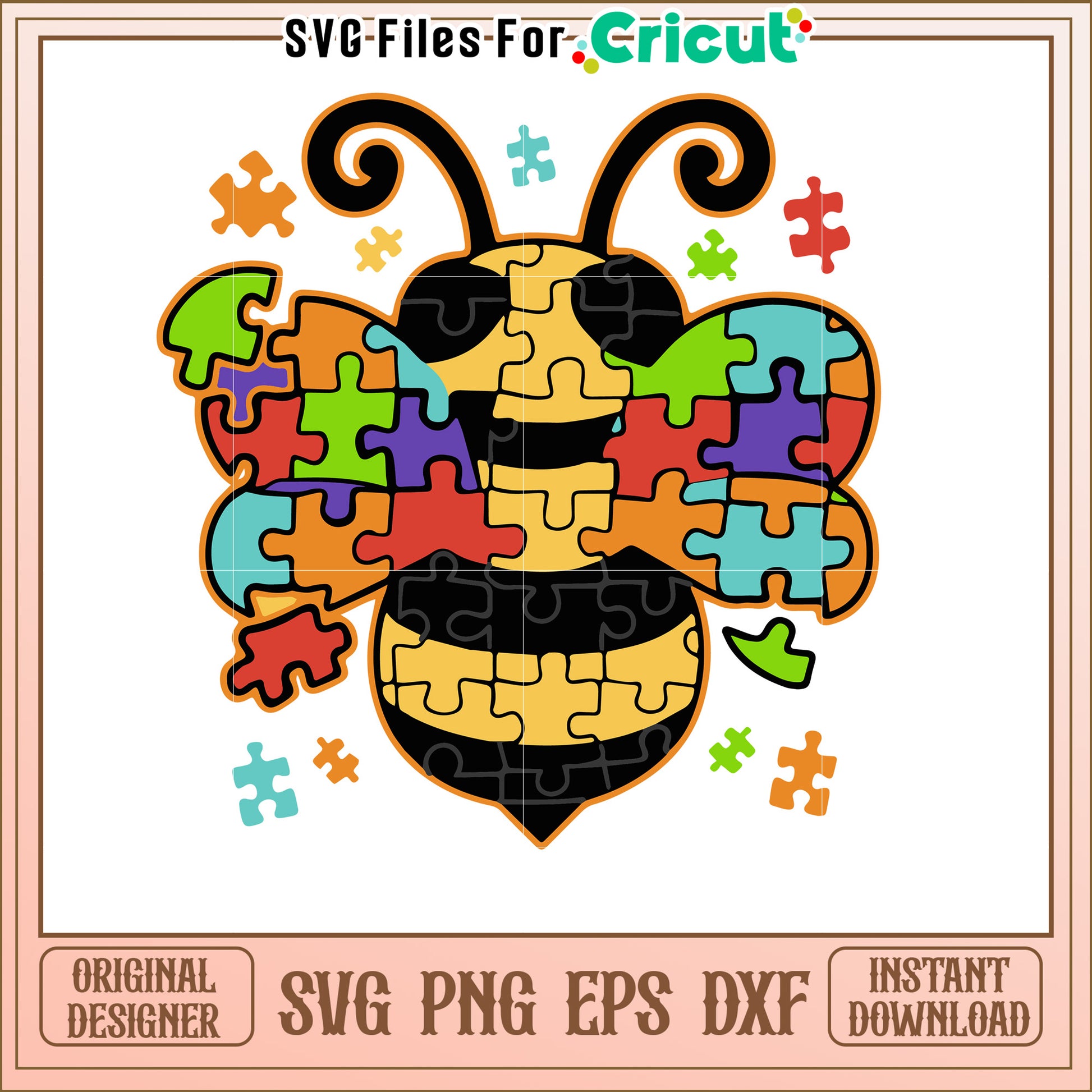 Puzzle Bee SVG Autism Awareness