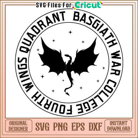 Quadrant basgiath war svg, basgiath war college svg, romantasy dragon svg