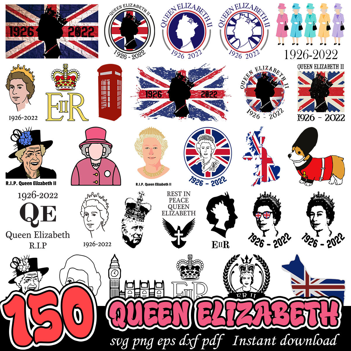 Queen Picture Riles Queen Elizabeth Bundle Svg, England Queen Elizabeth bundle – svg files ...