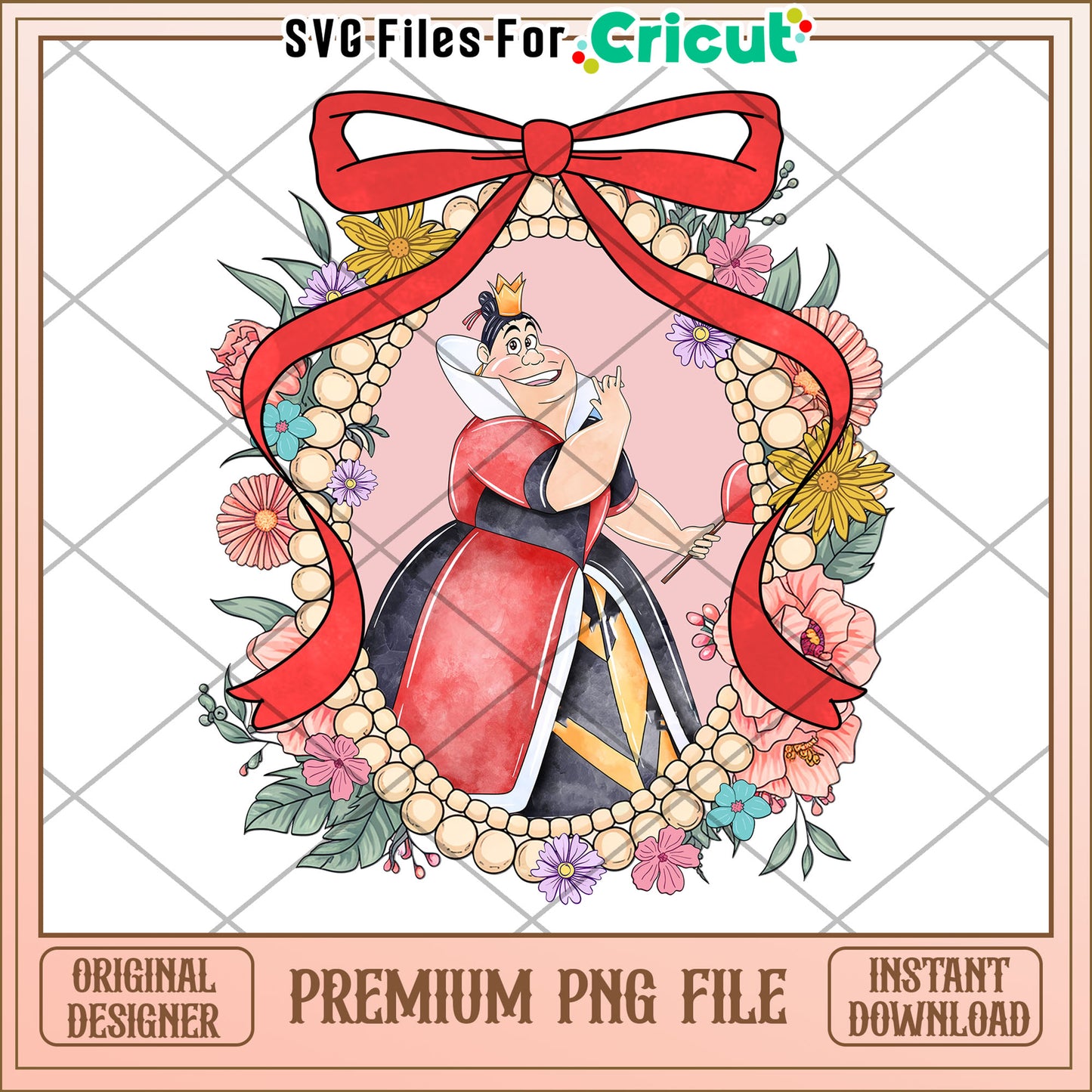 Queen of Hearts Floral PNG Sublimation