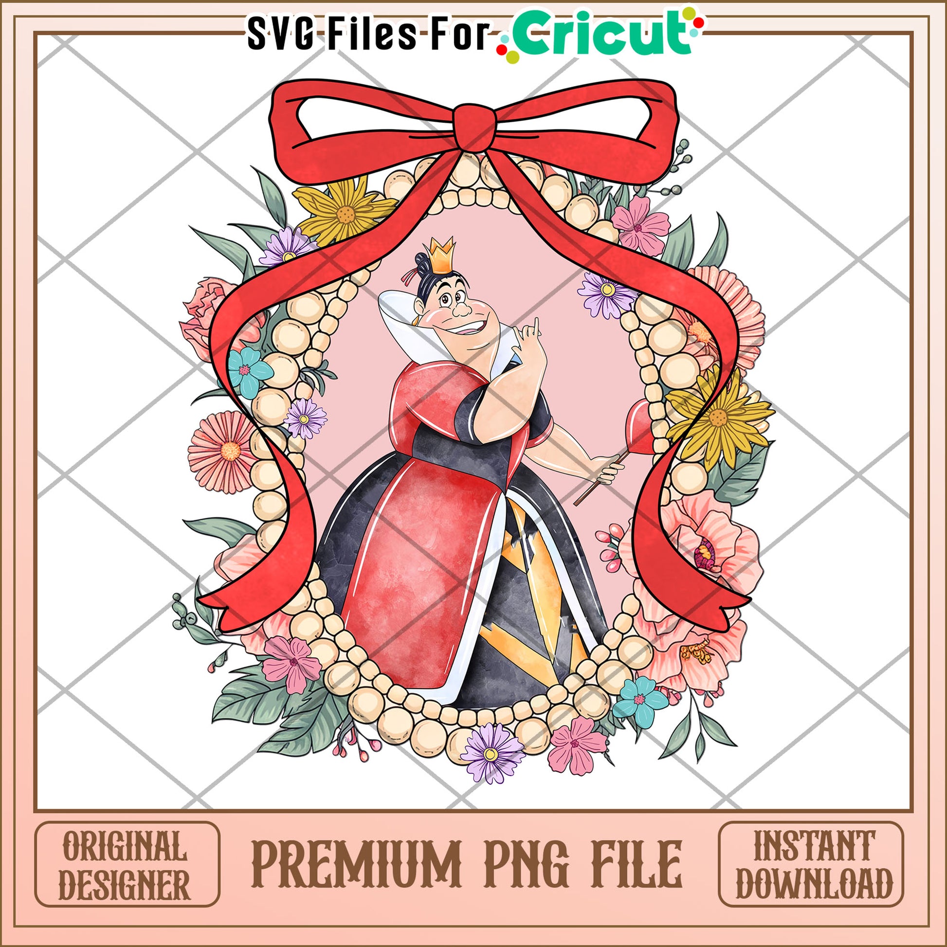 Queen of Hearts Floral PNG Sublimation