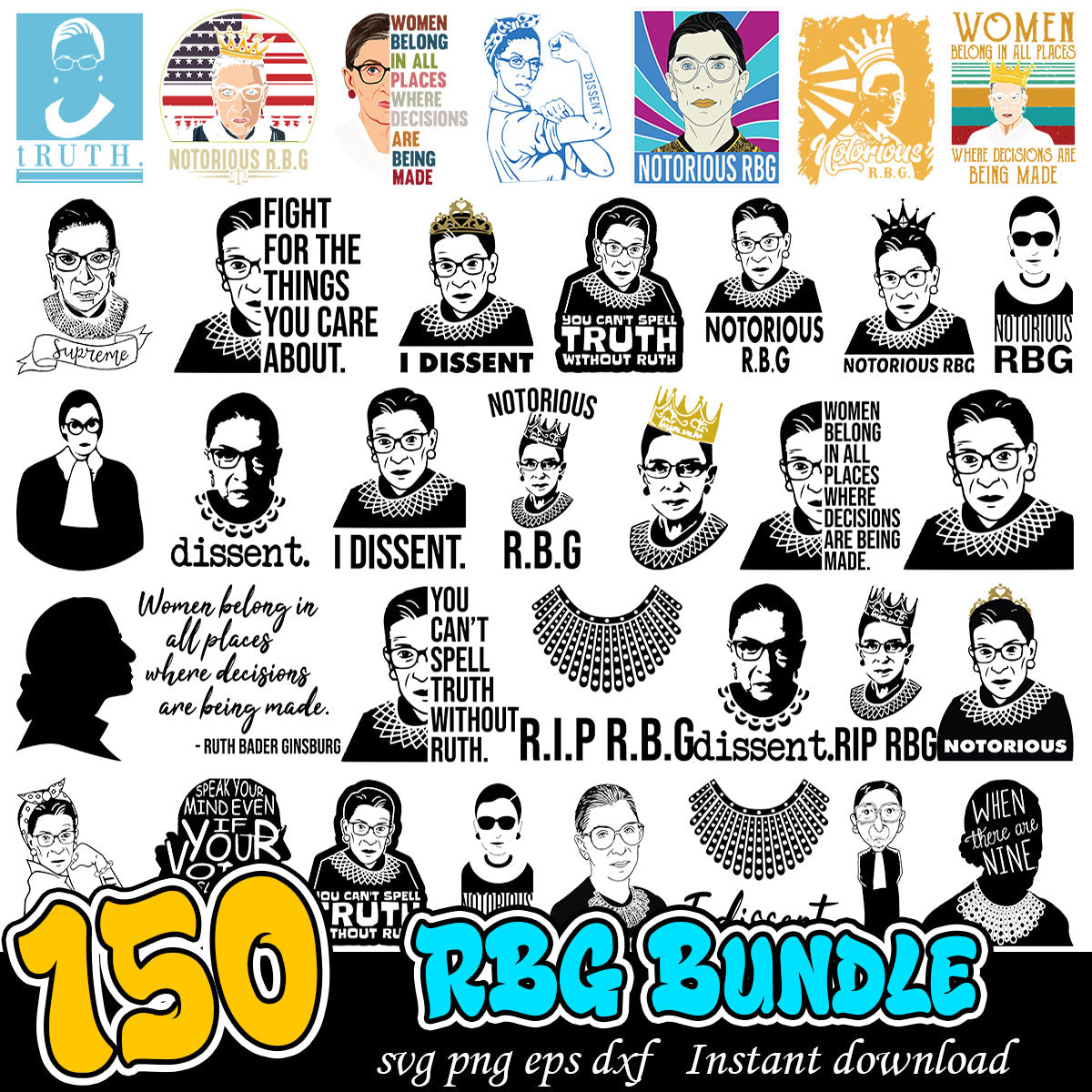 RBG Bundle Svg, Ruth Bader Ginsburg svg bundle