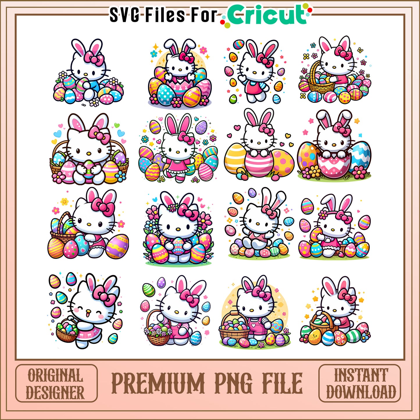 Bunny hello kitty easter bundle png, hello kitty easter png