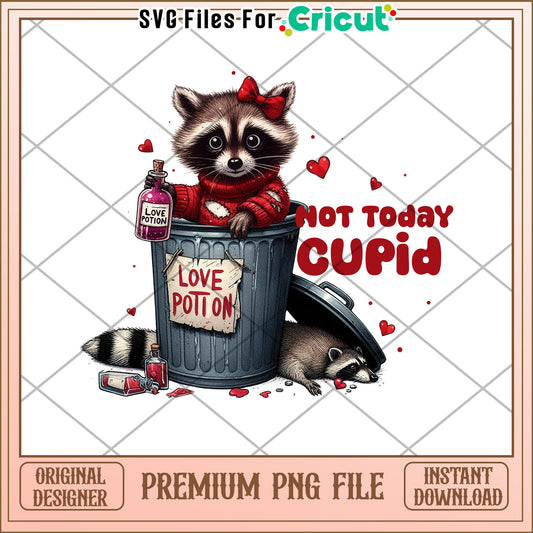 Raccoon Valentines PNG Not Today Cupid