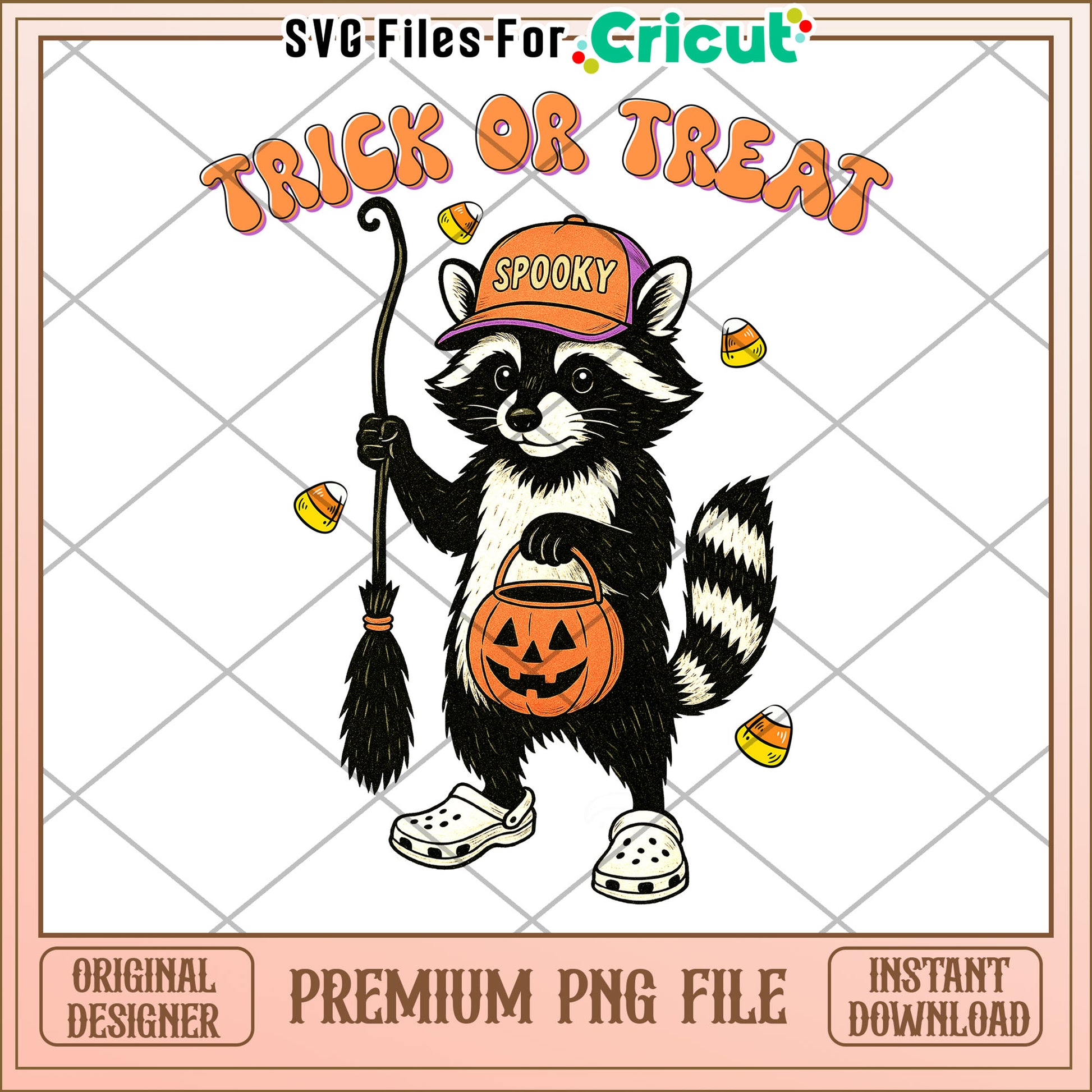 Raccoon trick or treat png, halloween candy png, halloween decor png