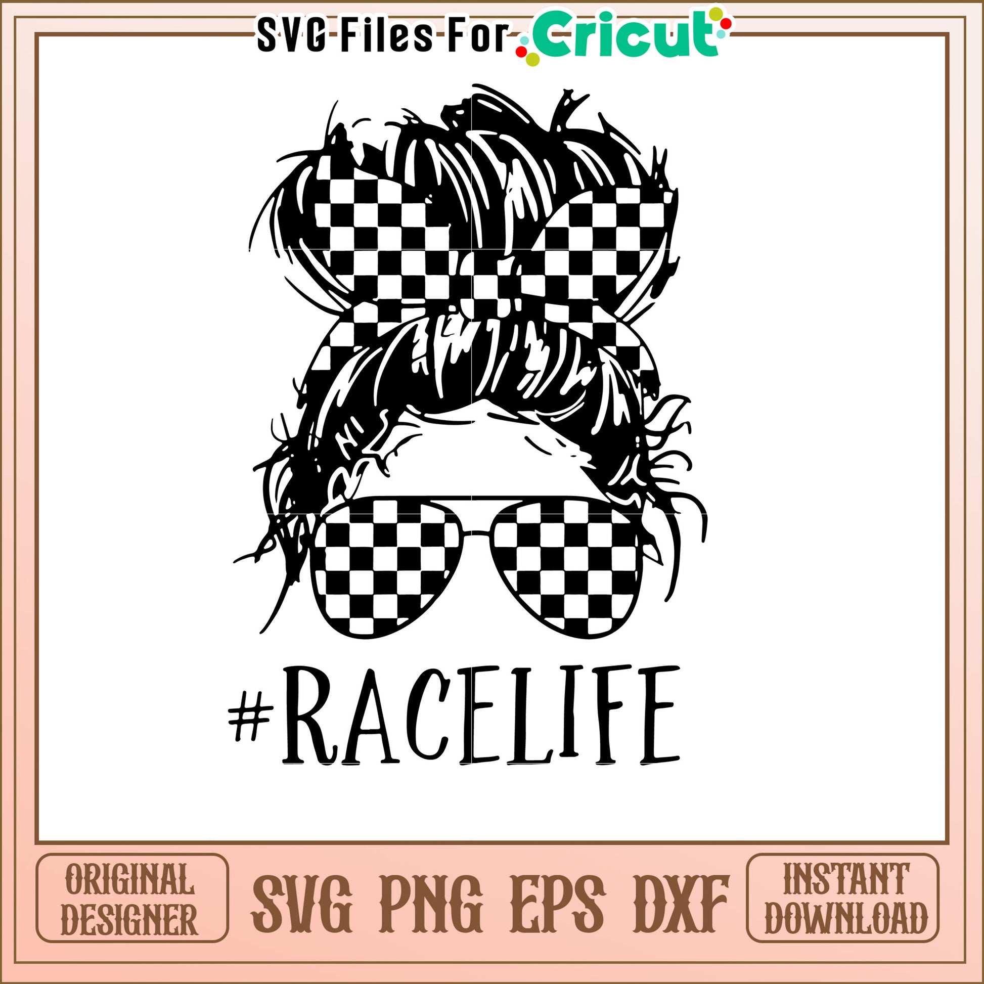 Race Life Messy Bun SVG