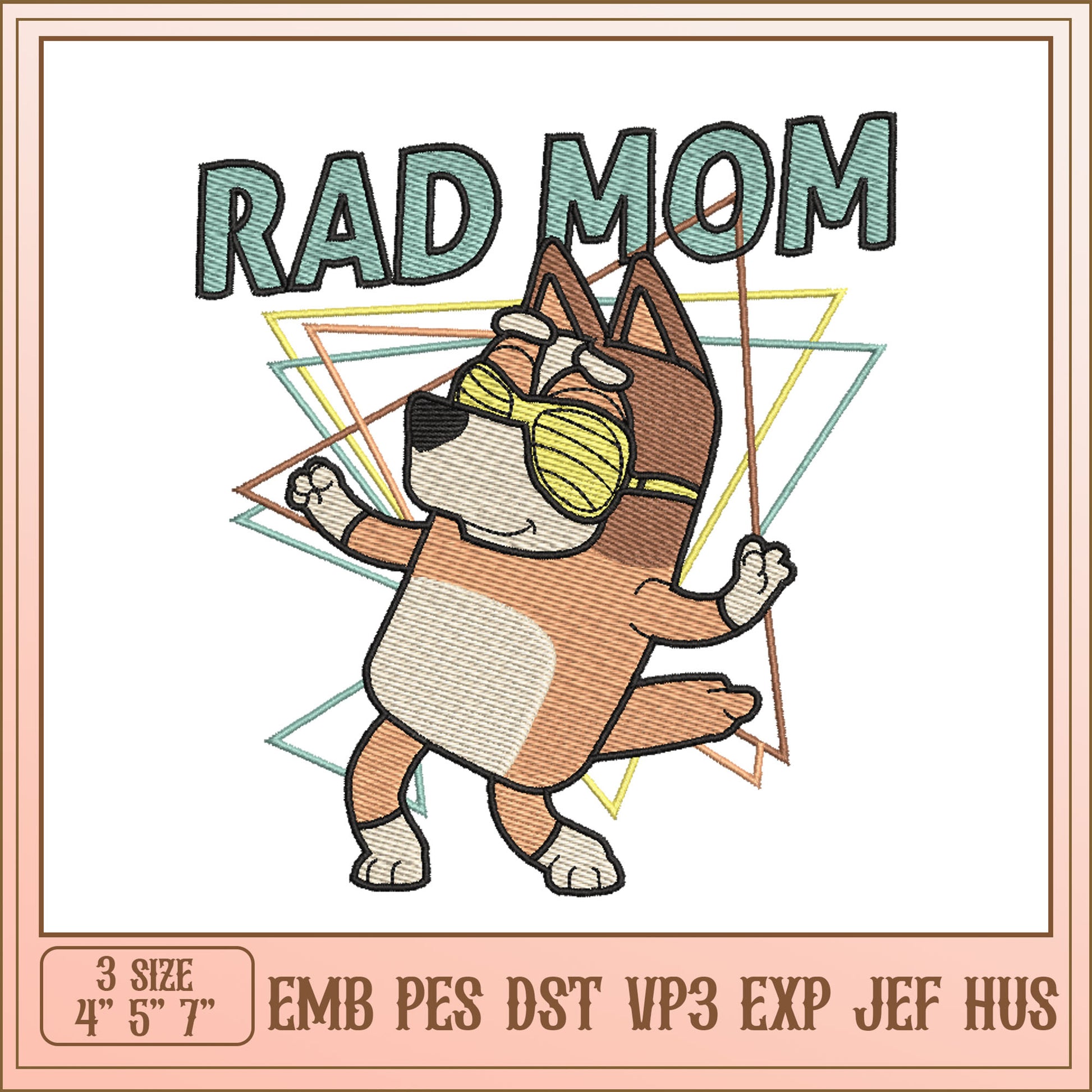 Rad Mom Dog Embroidery Design