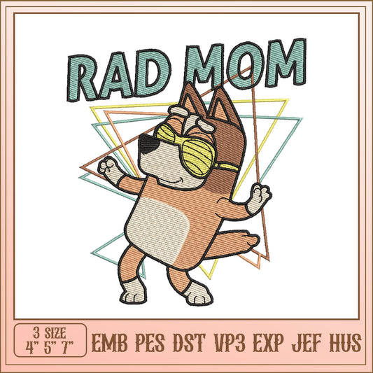 Rad Mom Dog Embroidery Design