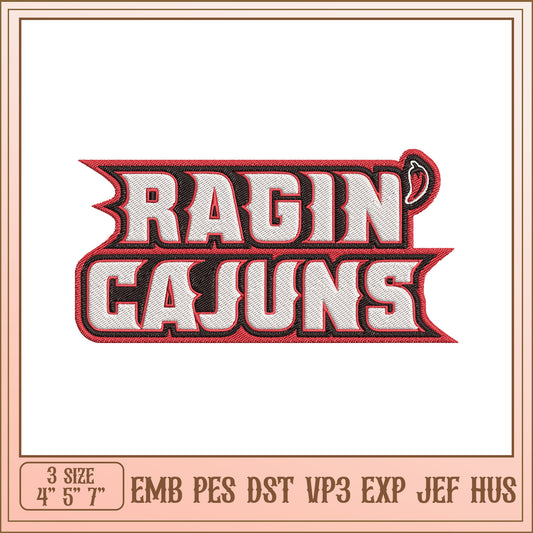Ragin' Cajuns Embroidery Design