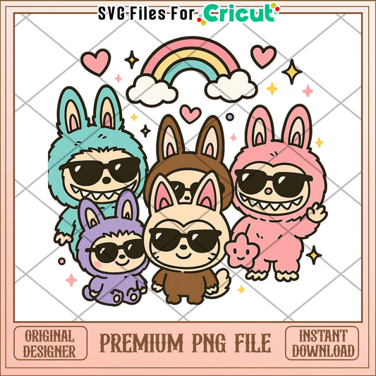Raibow labubu characters png, labubu clothes​ png, labubu price​ png