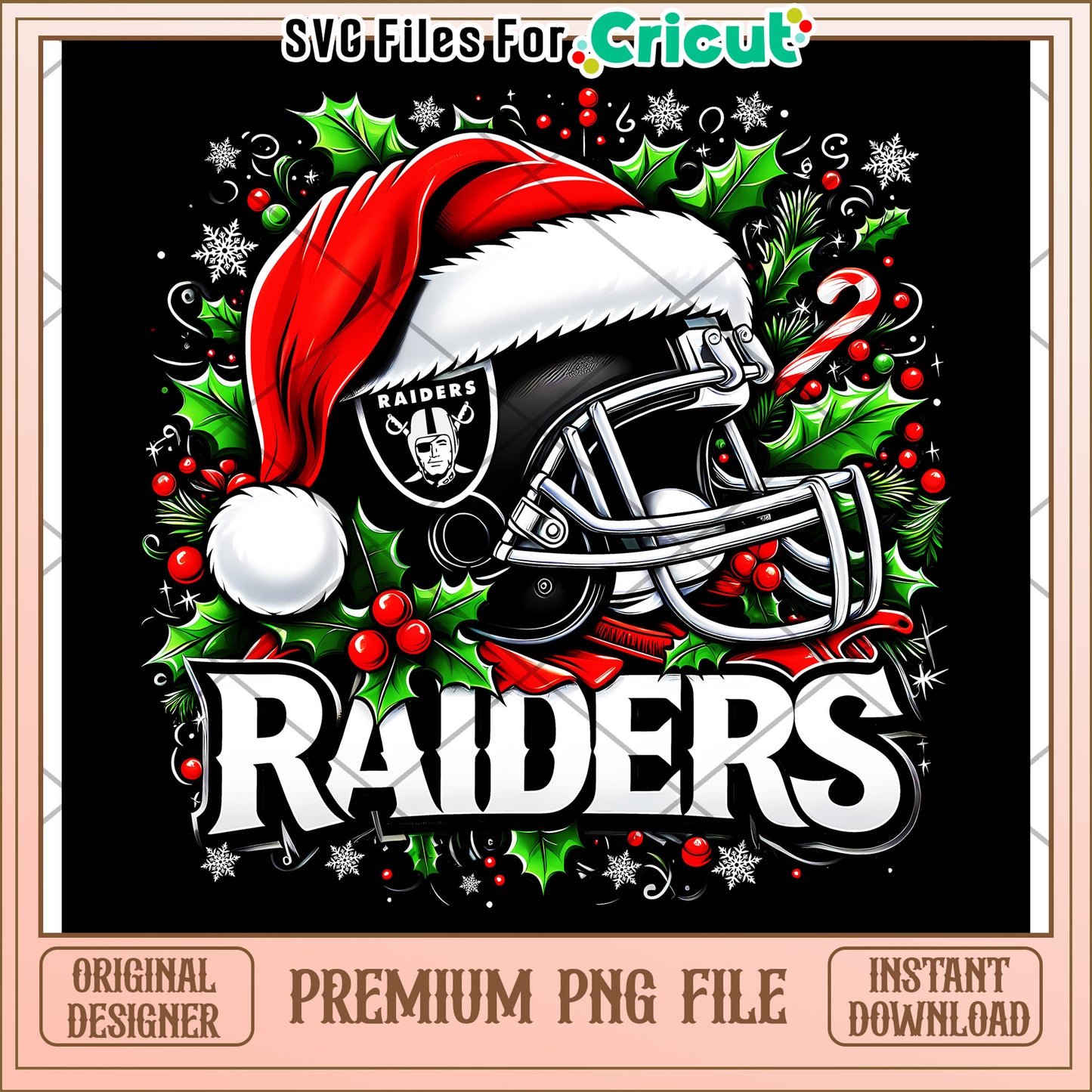 Raiders Christmas PNG File design for Cricut, instant download option