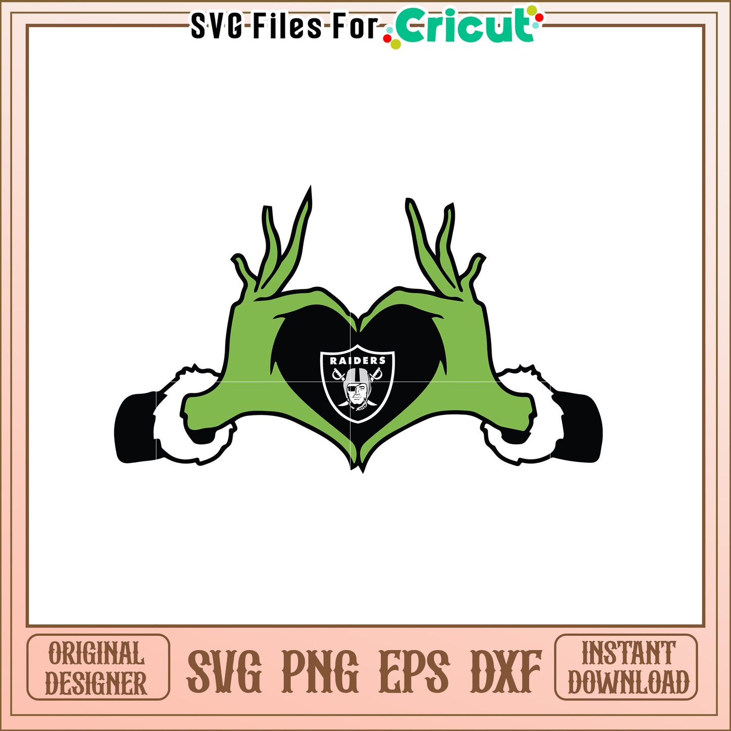 Raiders SVG Design Grinch Heart Hands