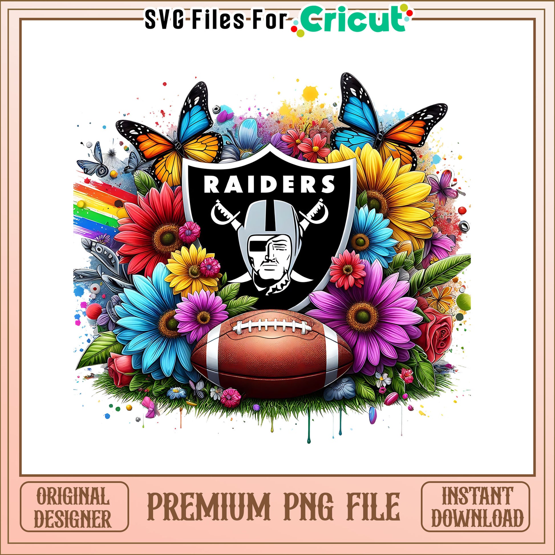 Raiders logo vintage flower png, Las Vegas Raiders png, NFL png