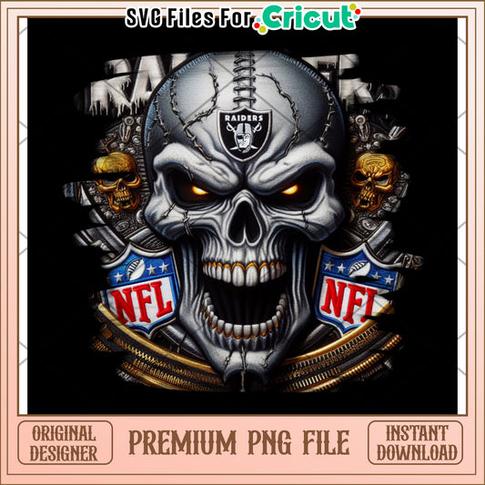 Raiders skull design PNG file for crafting, high quality instant download
