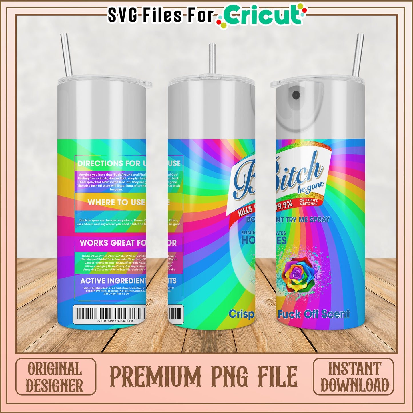 Rainbow Bitch Be Gone PNG Sublimation