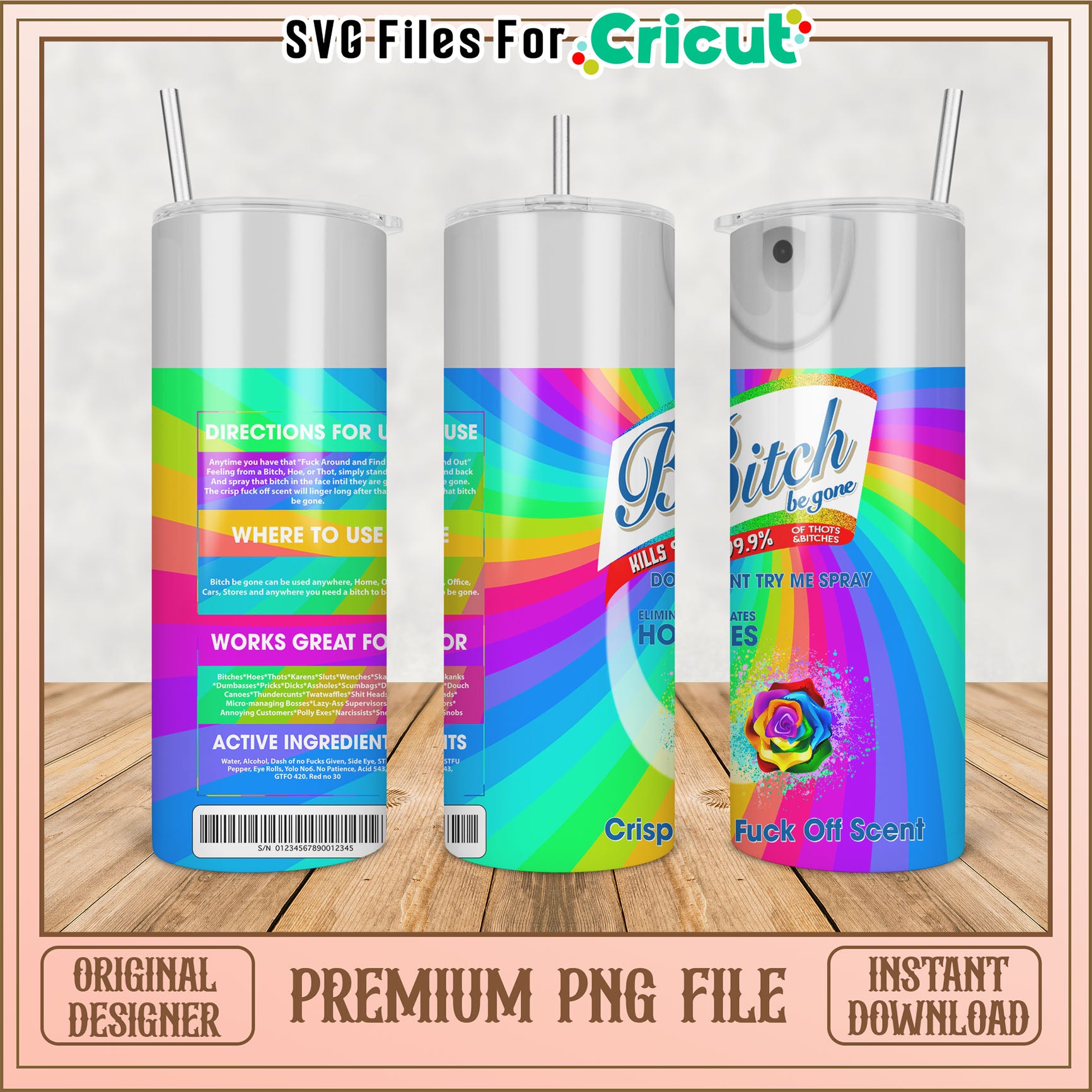Rainbow Bitch Be Gone PNG Sublimation