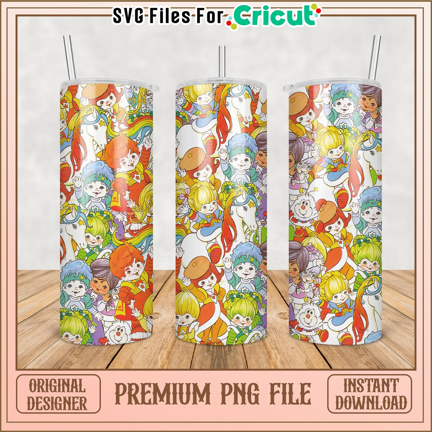 Rainbow Brite Tumbler PNG Design