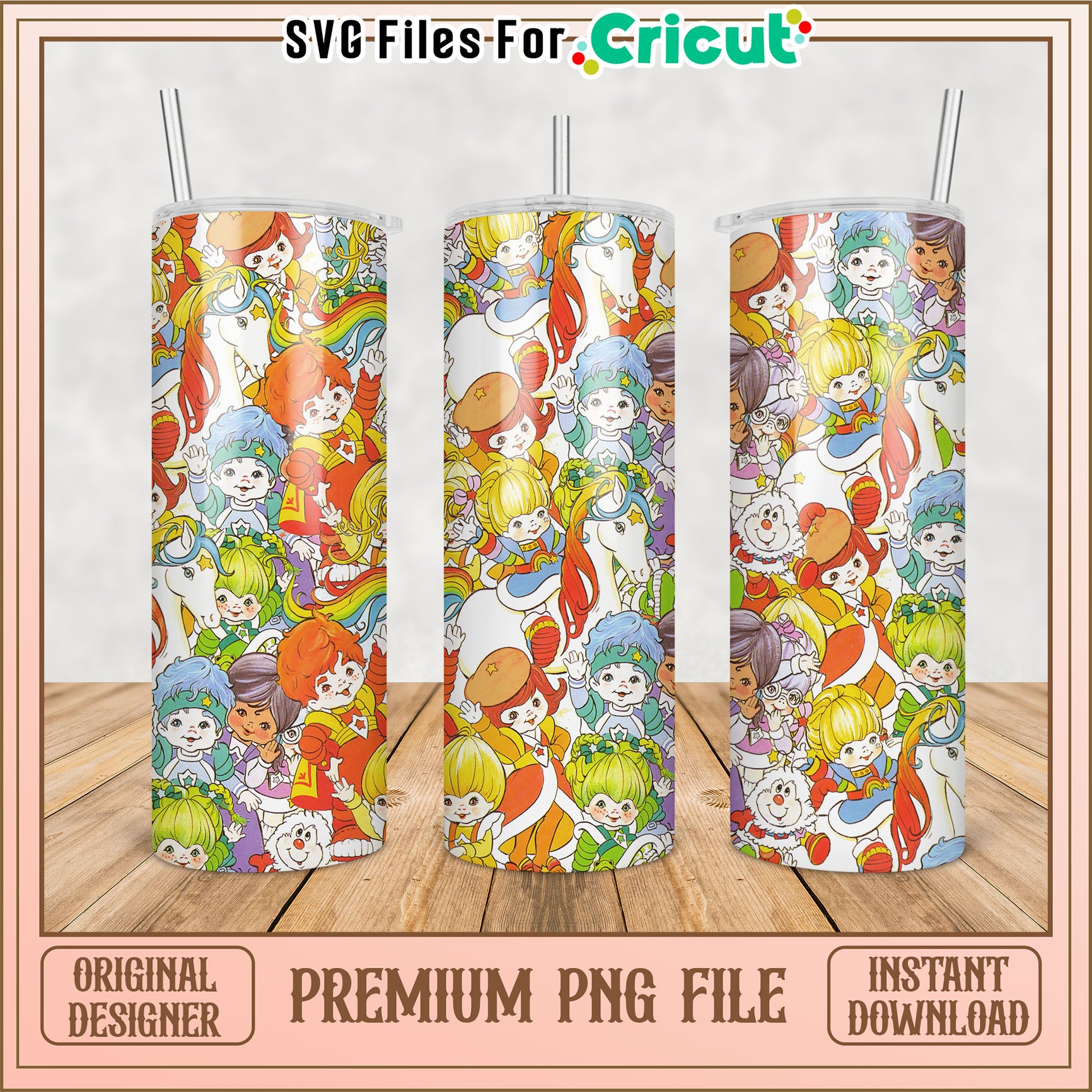 Rainbow Brite Tumbler PNG Design