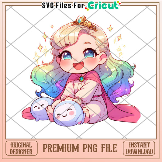Rainbow Hair Princess PNG