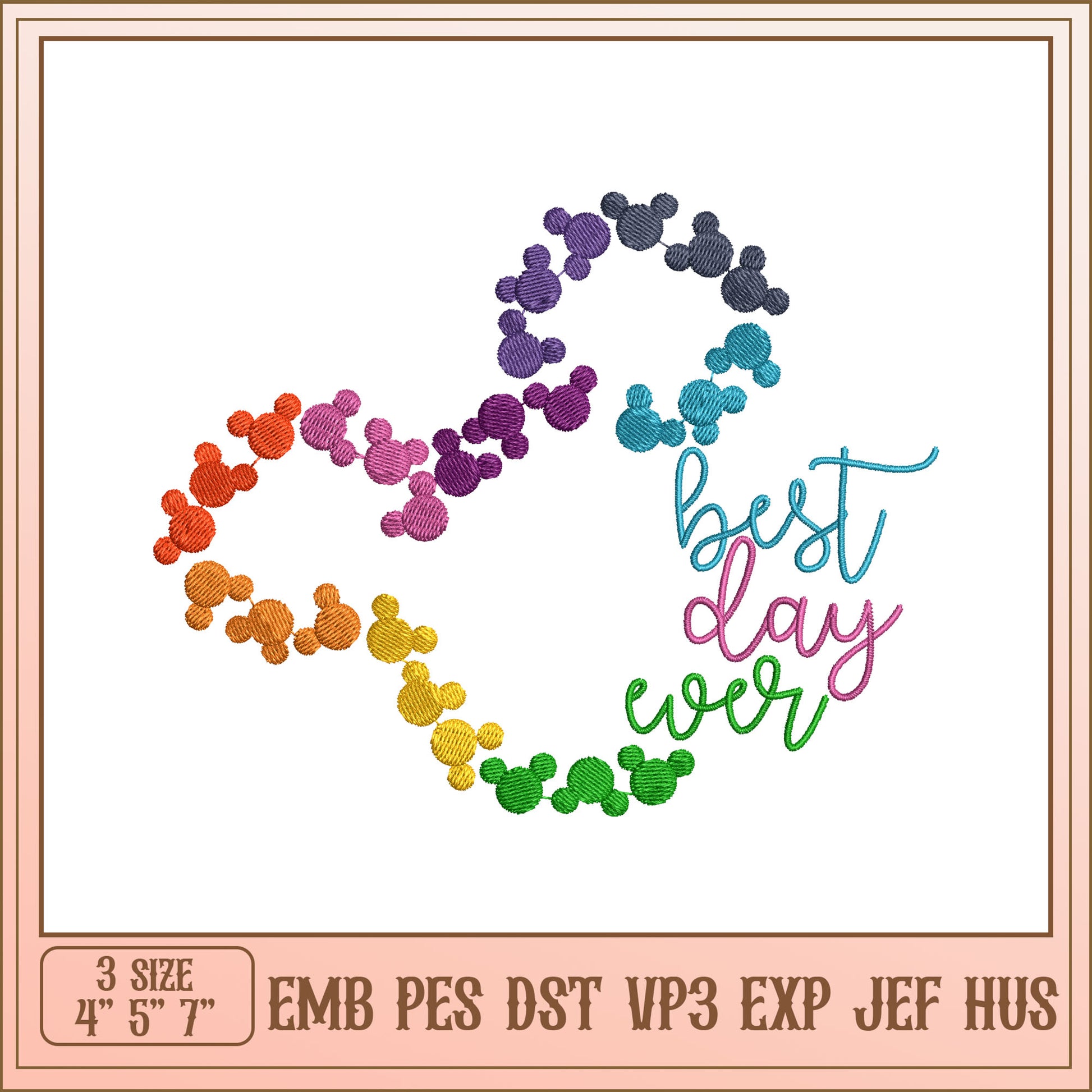 Rainbow Mickey Best Day Ever Embroidery