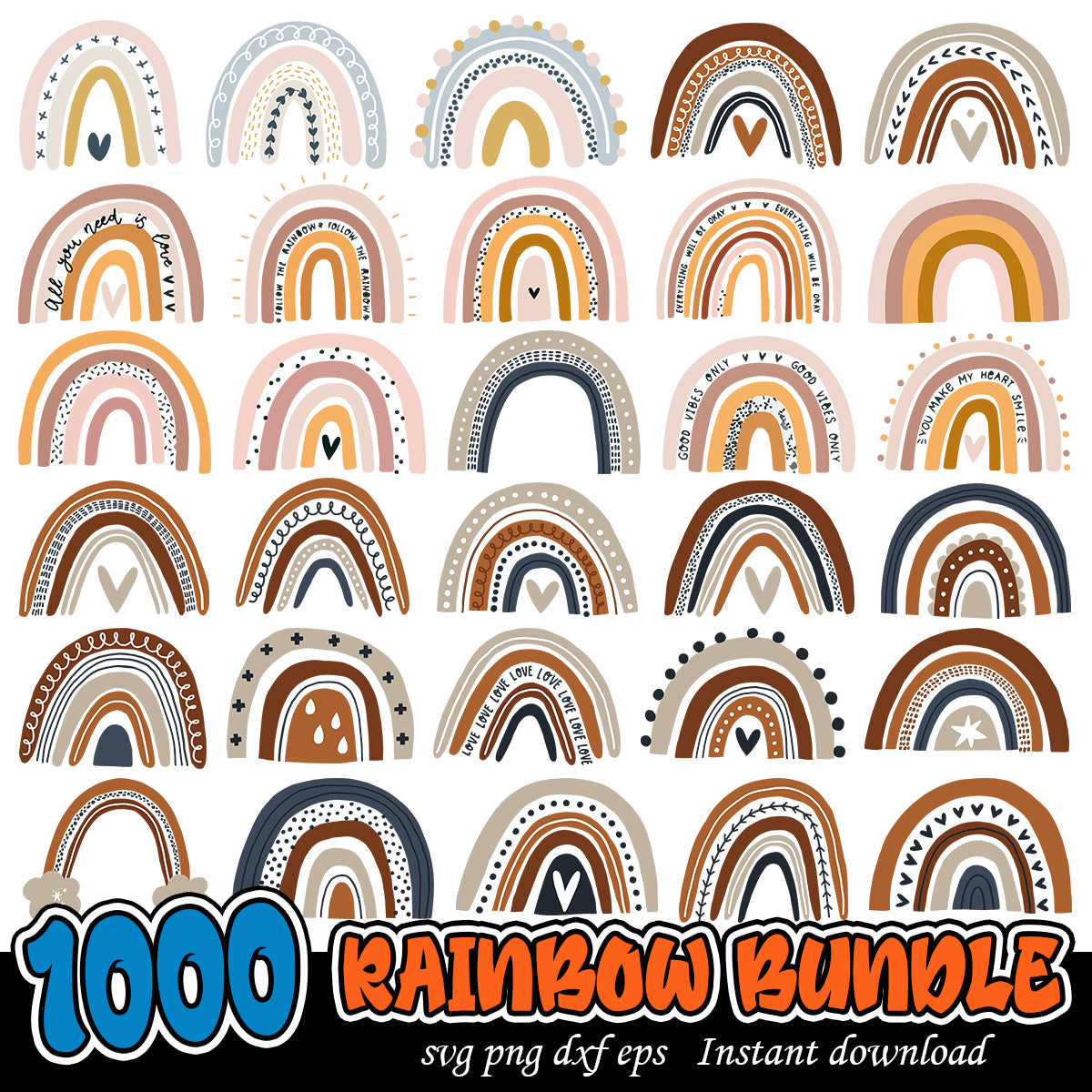 Rainbow Bundle Svg, Rainbow art svg bundle