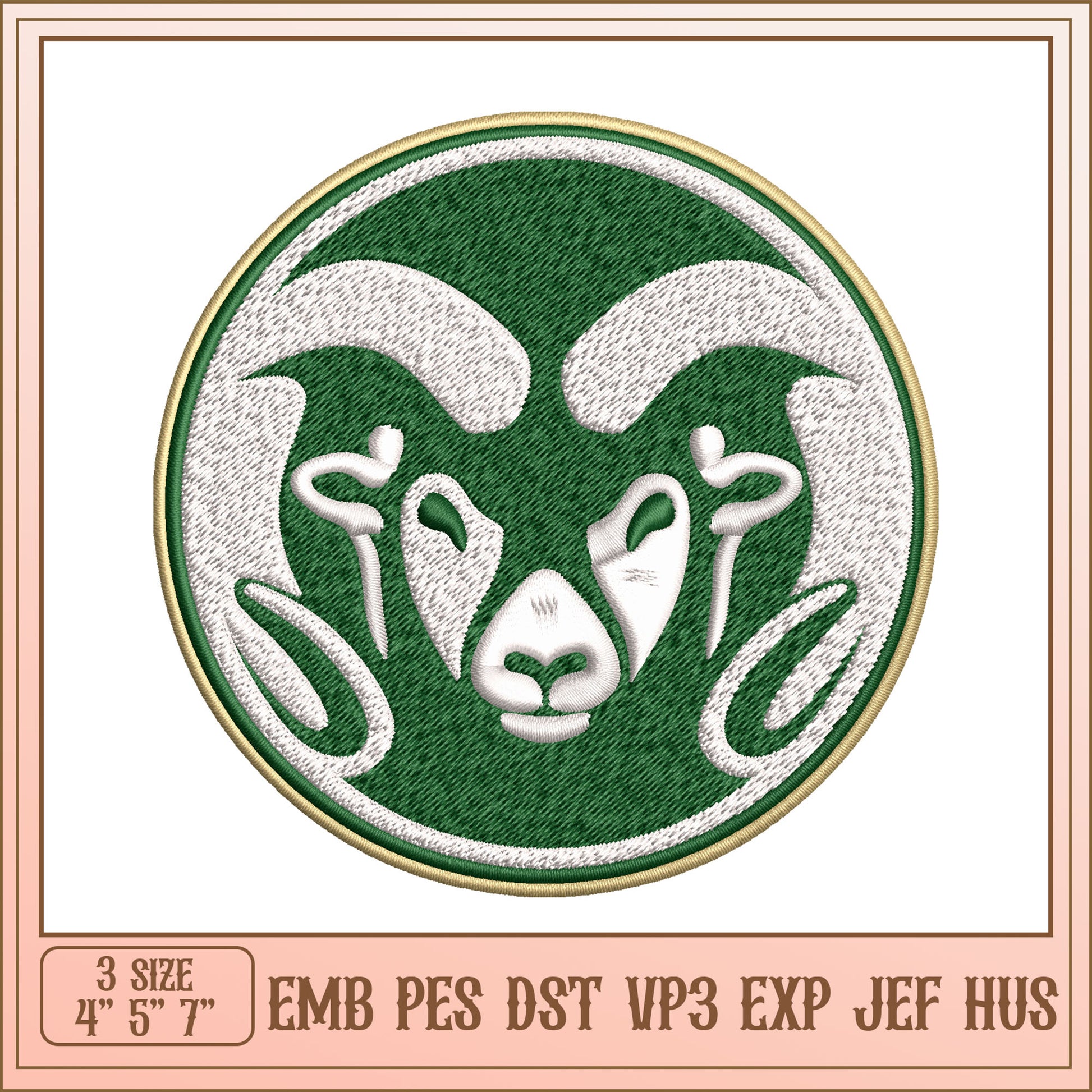 Ram Head Embroidery Design