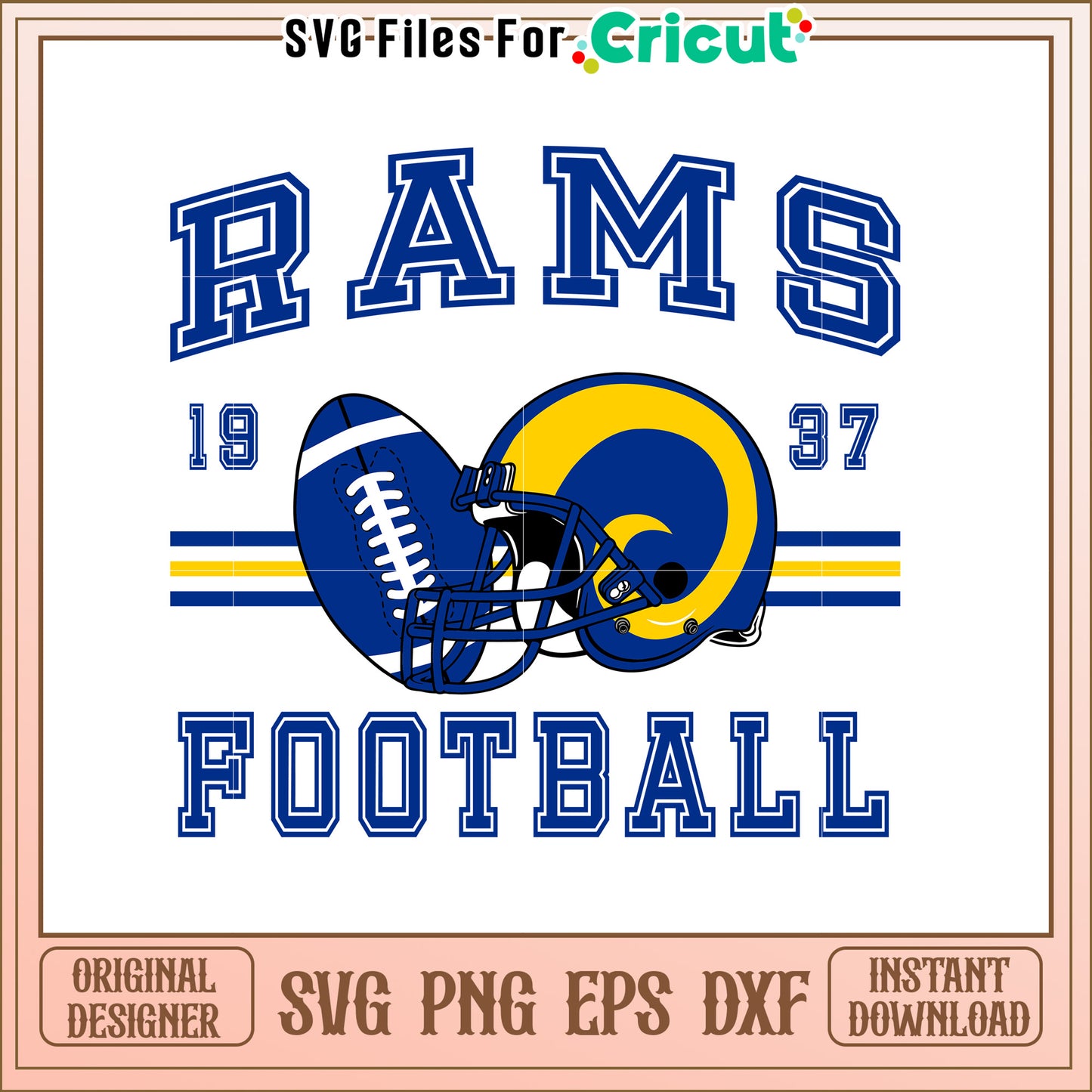 Rams Football SVG Design Vintage Style Graphic