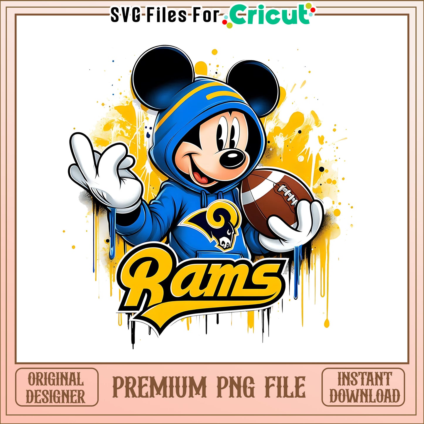 Rams Mickey rugby ball png, Los Angeles Rams png, NFL png