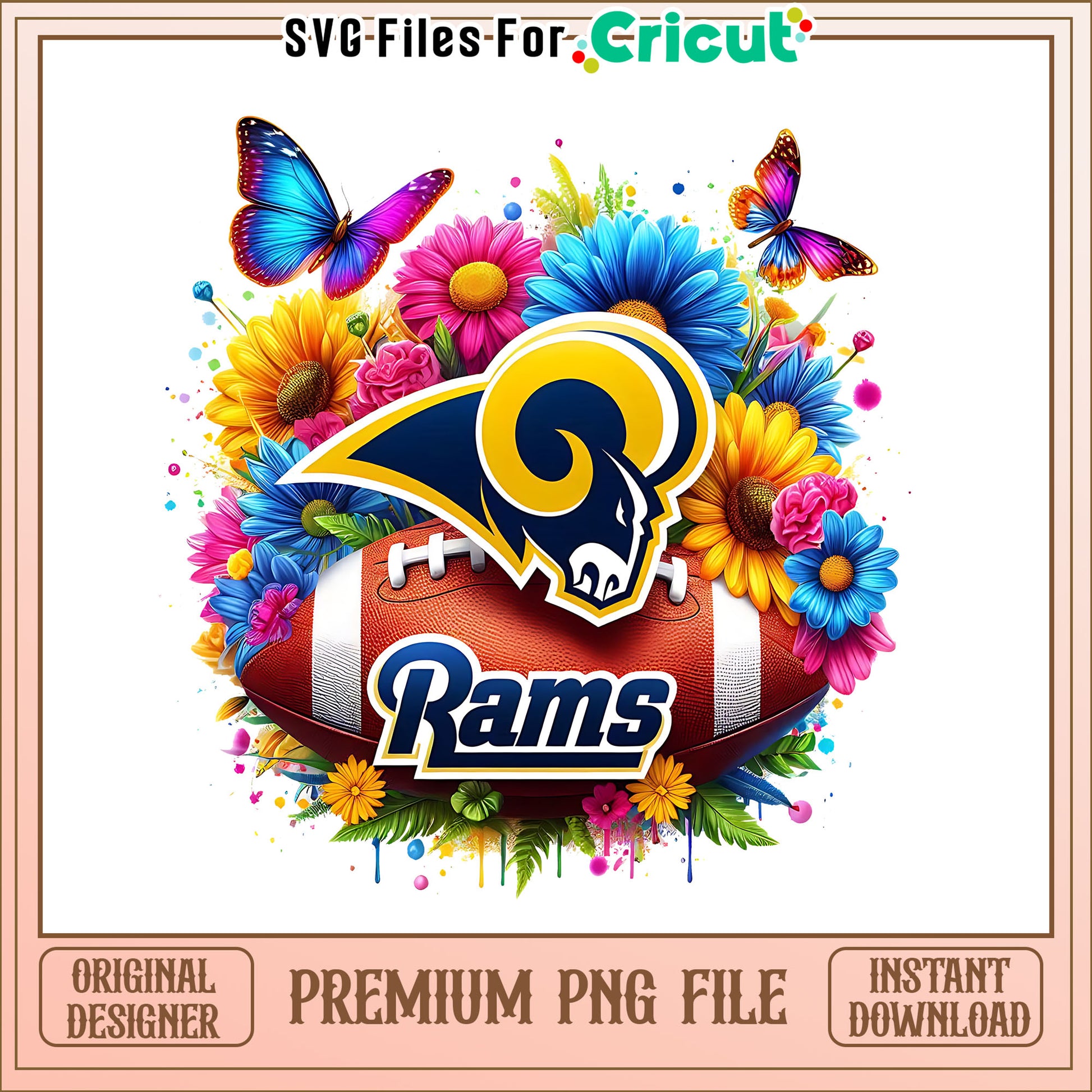 Rams logo vintage flower png, Los Angeles Rams png, NFL png