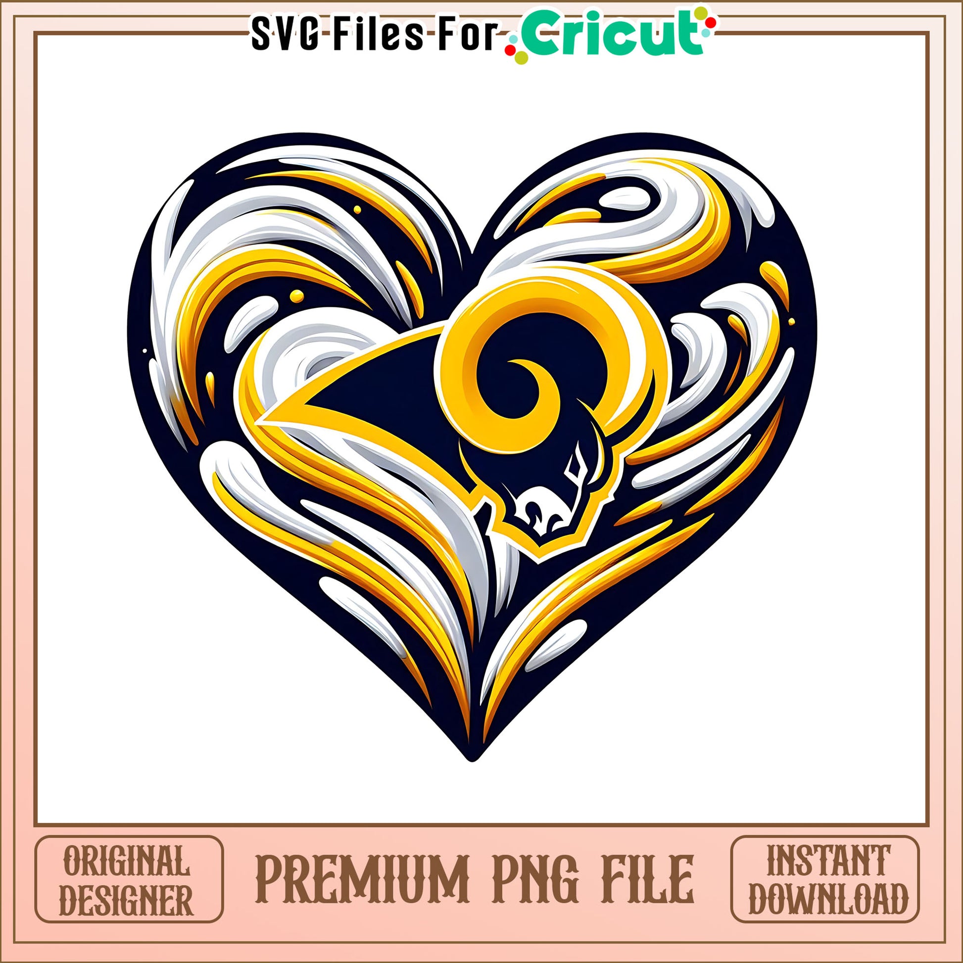 Rams logo vintage heart png, Los Angeles Rams png, NFL png