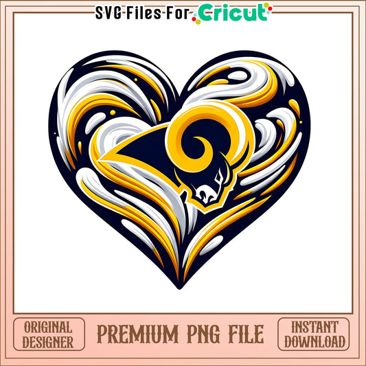 Rams logo vintage heart png, Los Angeles Rams png, NFL png