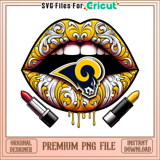 Rams vintage lips design png, Los Angeles Rams png, NFL png