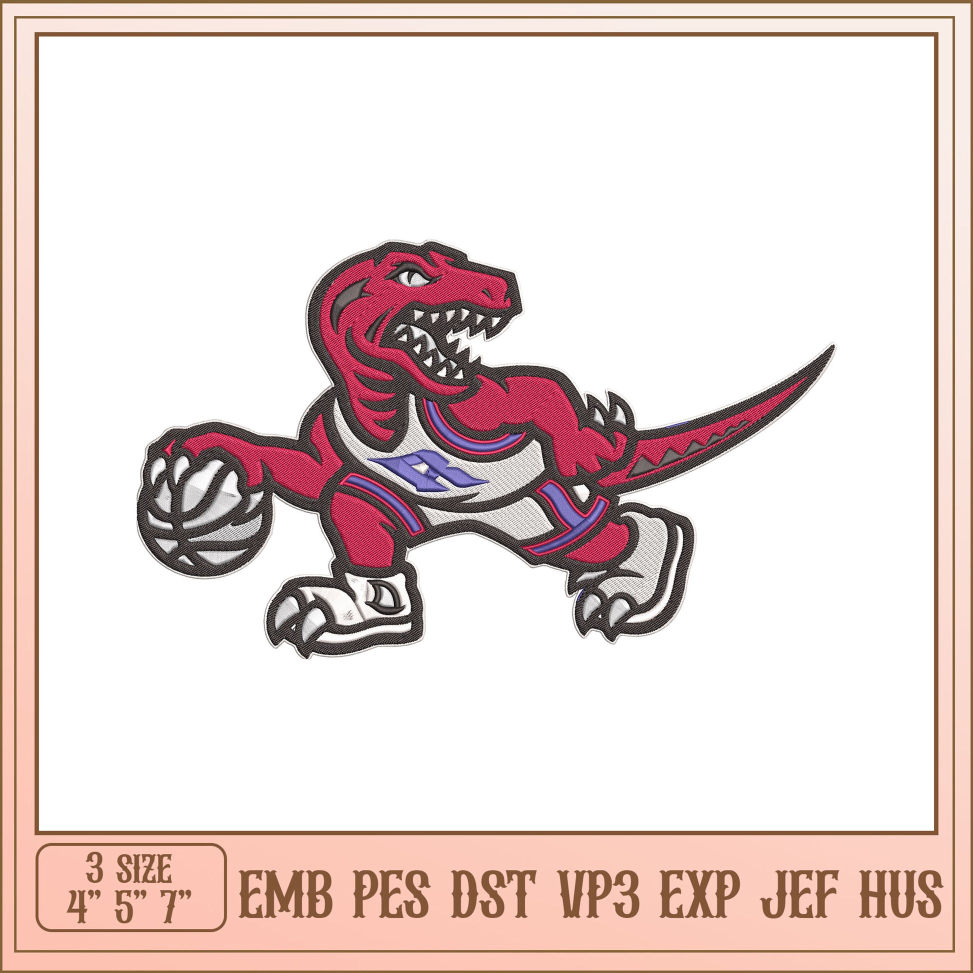 Raptor Basketball Embroidery Design
