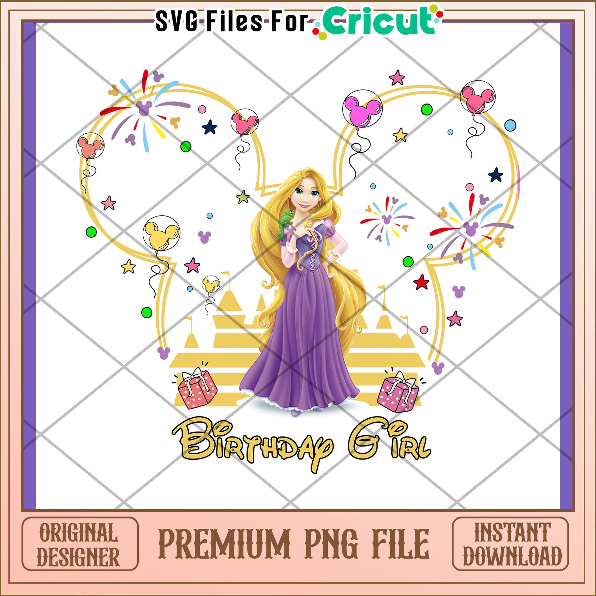 Rapunzel Birthday PNG Disney Castle Design