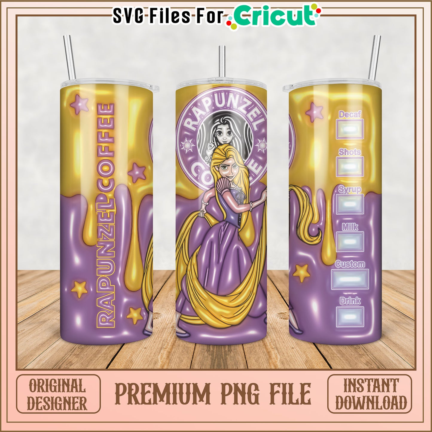 Rapunzel Coffee Tumbler PNG Design